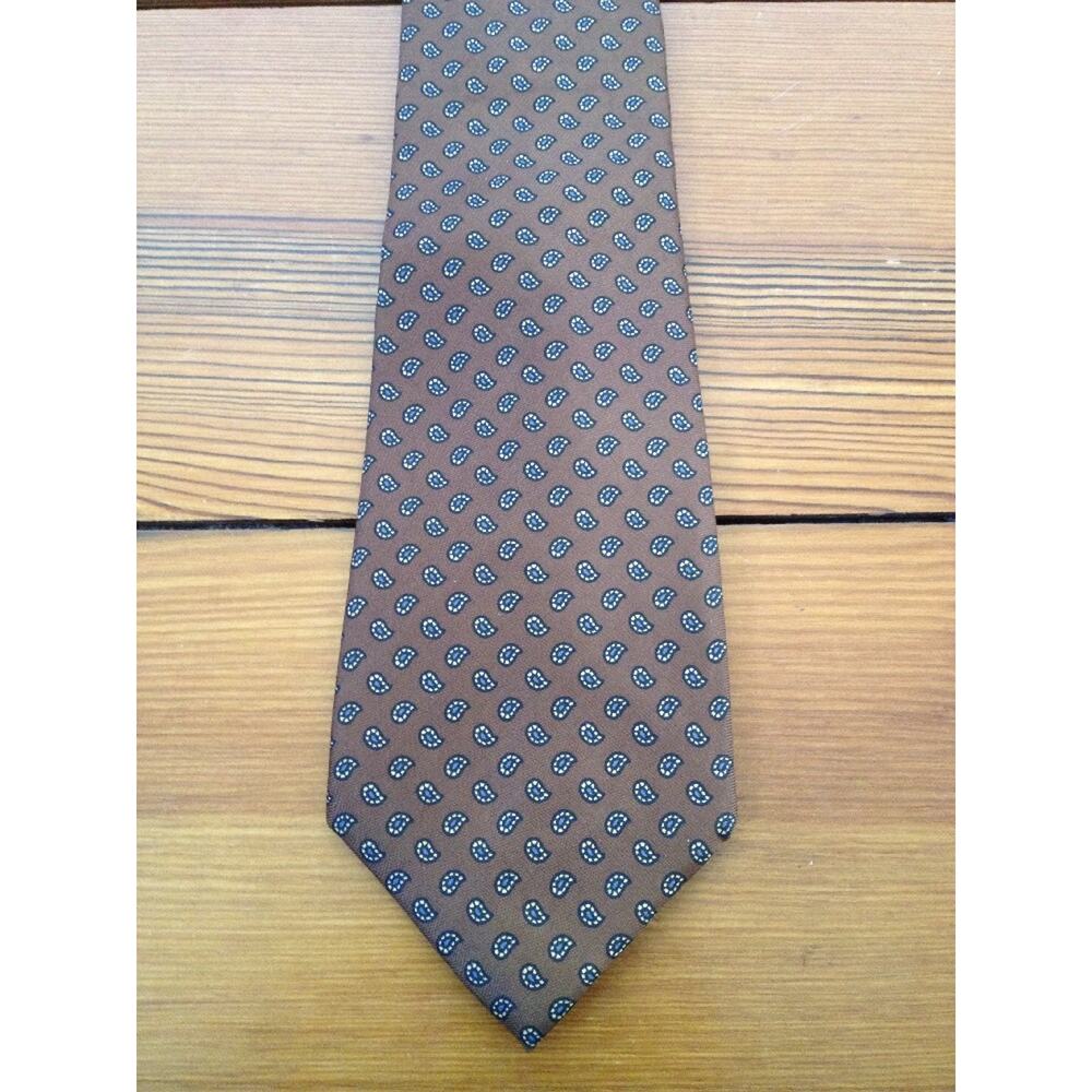 Vintage Resilio 100% Silk Brown Paisley Preppy Schoolboy Classic 3.25" Wide Tie